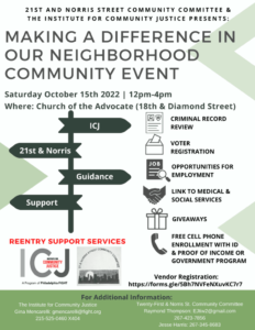 ICJ's Making a Difference in our Neighborhood Community Event @ Church of the Advocate